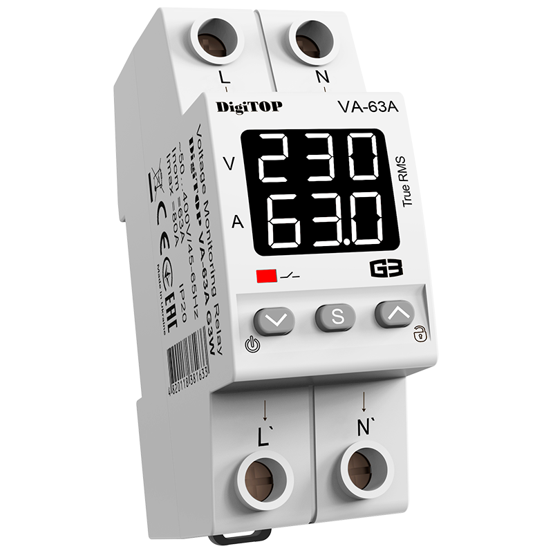 Voltage relay with current control DigiTOP VA-63A G3W