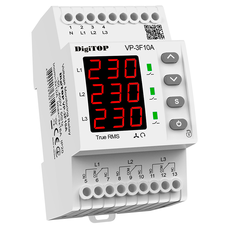 Przekaźnik napięciowy trójfazowy DigiTOP VP-3F10A
