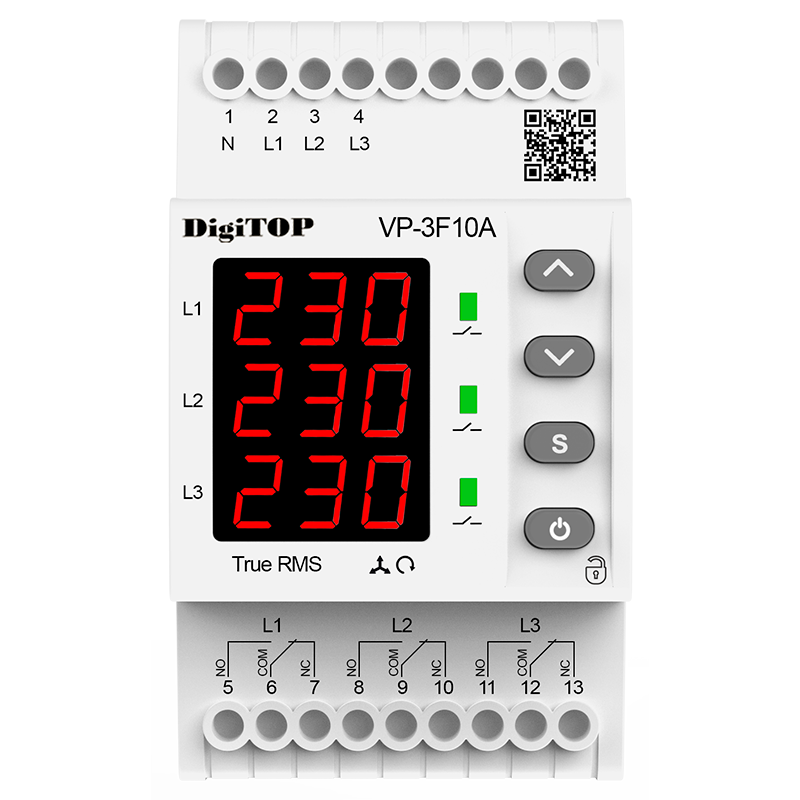 Przekaźnik napięciowy trójfazowy DigiTOP VP-3F10A - obrazek 2