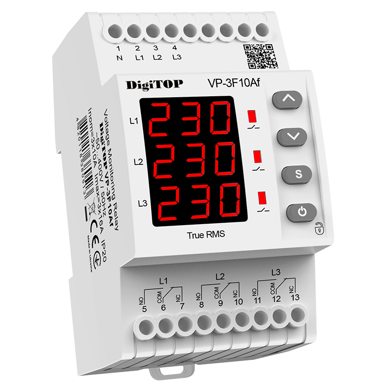 Przekaźnik napięciowy trójfazowy do fotowoltaiki DigiTOP VP-3F10Af