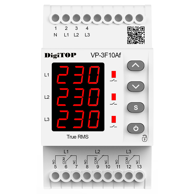 Przekaźnik napięciowy trójfazowy do fotowoltaiki DigiTOP VP-3F10Af - obrazek 2